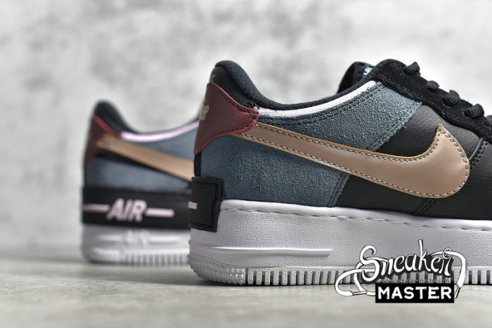 NIKE AIR FORCE 1 SHADOW BLACK/LIGHT ARCTIC PINK-CLAYSTONE RED-METALLIC BRONZE CU5315-001