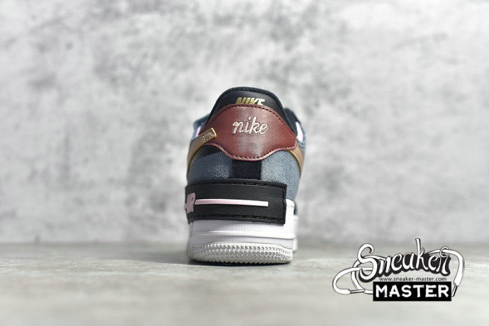 NIKE AIR FORCE 1 SHADOW BLACK/LIGHT ARCTIC PINK-CLAYSTONE RED-METALLIC BRONZE CU5315-001