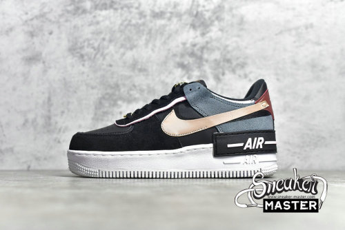 NIKE AIR FORCE 1 SHADOW BLACK/LIGHT ARCTIC PINK-CLAYSTONE RED-METALLIC BRONZE CU5315-001