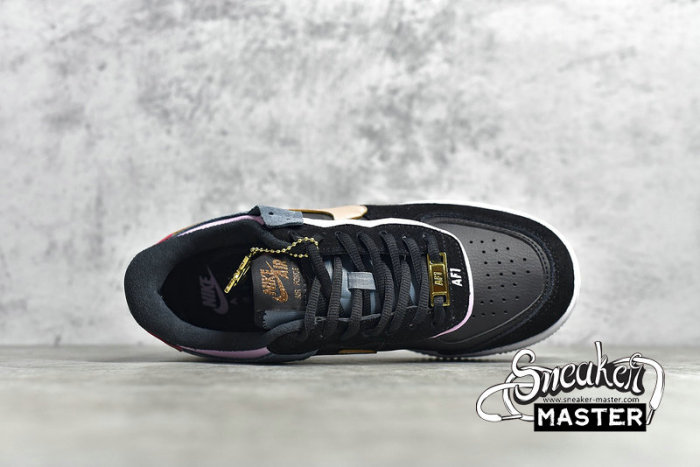 NIKE AIR FORCE 1 SHADOW BLACK/LIGHT ARCTIC PINK-CLAYSTONE RED-METALLIC BRONZE CU5315-001