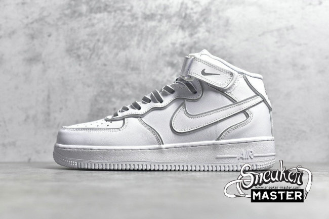 NIKE AIR FORCE 1 MID VINTAGE MOSAIC WHITE/WHITE/WHITE 369733-809