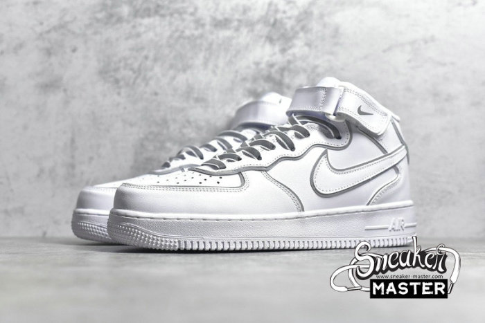NIKE AIR FORCE 1 MID VINTAGE MOSAIC WHITE/WHITE/WHITE 369733-809