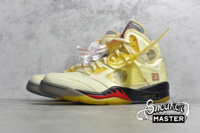 NIKE OFF-WHITE X AIR JORDAN 5 SP SAIL/FIRE RED/MUSLIN/BLACK DH8565-100