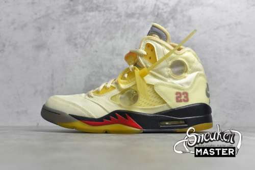 NIKE OFF-WHITE X AIR JORDAN 5 SP SAIL/FIRE RED/MUSLIN/BLACK DH8565-100