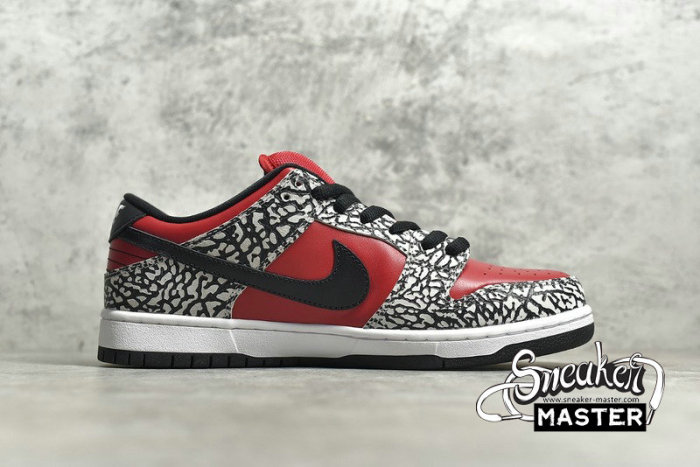 NIKE SUPREME X DUNK LOW PREMIUM SB RED CEMENT FIRE RED/BLACK-CEMENT GREY 313170-600