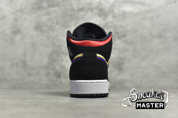 NIKE AIR JORDAN 1 MID SE GS RIVALS BLACK/FIELD PURPLE-WHITE-GYM RED-RUSH BLUE-AMARILLO BQ6931-005