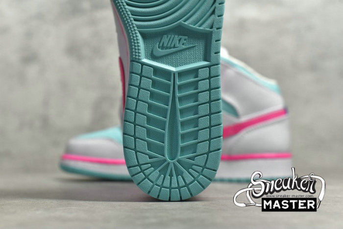 NIKE AIR JORDAN 1 MID GS DIGITAL PINK WHITE/DIGITAL PINK/AURORA GREEN/SOAR 555112-102