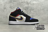NIKE AIR JORDAN 1 MID SE GS RIVALS BLACK/FIELD PURPLE-WHITE-GYM RED-RUSH BLUE-AMARILLO BQ6931-005