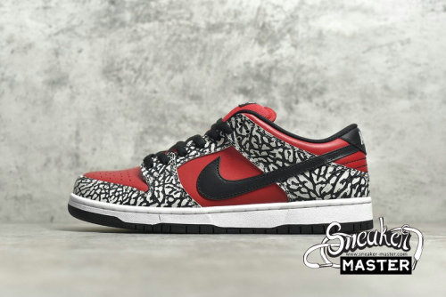 NIKE SUPREME X DUNK LOW PREMIUM SB RED CEMENT FIRE RED/BLACK-CEMENT GREY 313170-600