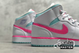 NIKE AIR JORDAN 1 MID GS DIGITAL PINK WHITE/DIGITAL PINK/AURORA GREEN/SOAR 555112-102