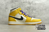 NIKE AIR JORDAN 1 MID SE LAKERS UNIVERSITY GOLD/PALE IVORY-COURT PURPLE-BLACK 852542-700