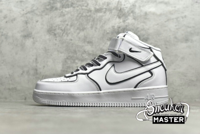 NIKE AIR FORCE 1 MID VINTAGE MOSAIC WHITE WHITE/BLACK/WHITE 368732-810