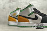 NIKE AIR JORDAN 1 MID SE GS OAKLAND WHITE/LASER ORANGE/BLACK/LUCKY GREEN BQ6931-101