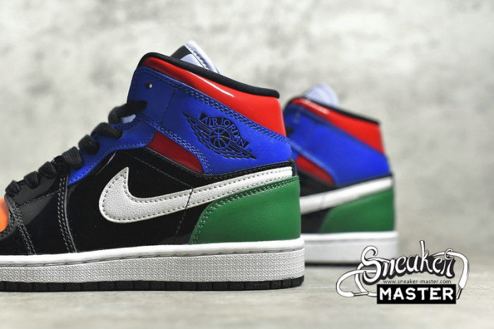 NIKE AIR JORDAN 1 MID SE MULTI PATENT BLACK/WHITE/MULTI-CLOR CV5276-001