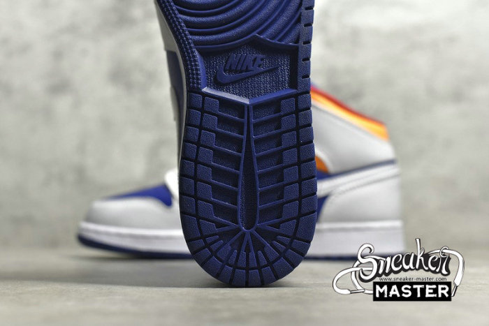 NIKE AIR JORDAN 1 MID GS WHITE/LASER ORANGE/DEEP ROYAL BLUE 554725-131