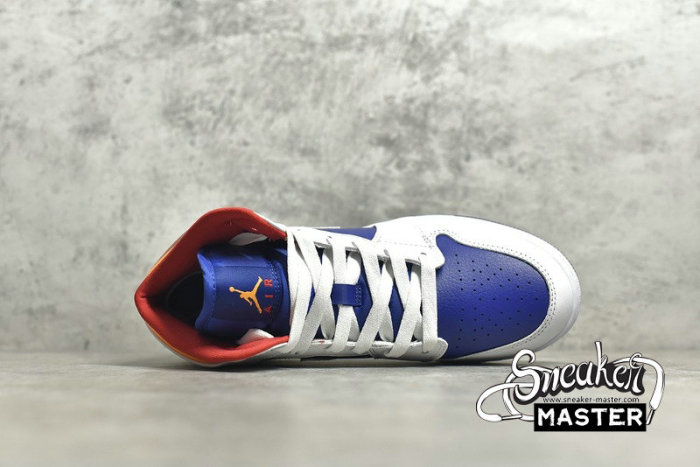 NIKE AIR JORDAN 1 MID GS WHITE/LASER ORANGE/DEEP ROYAL BLUE 554725-131
