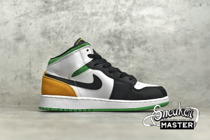 NIKE AIR JORDAN 1 MID SE GS OAKLAND WHITE/LASER ORANGE/BLACK/LUCKY GREEN BQ6931-101