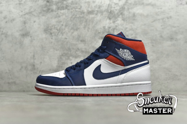 NIKE AIR JORDAN 1 MID SE OLYMPIC WHITE/MIDNIGHT NAVY/VARSITY RED 852542-104