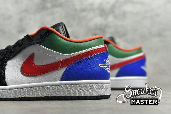 NIKE AIR JORDAN 1 LOW MULTI-COLOR BLACK TOE WHITE/HYPER ROYAL-UNIVERSITY RED-WHITE CZ4776-101