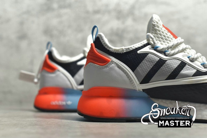 ADIDAS ZX 2K BOOST SHOS CORE BLACK/CLOUD WHITE/ORANGE-BLUE FY2012