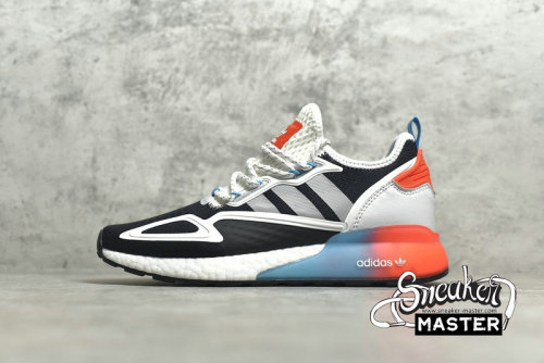 ADIDAS ZX 2K BOOST SHOS CORE BLACK/CLOUD WHITE/ORANGE-BLUE FY2012