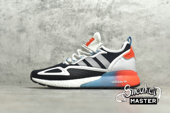ADIDAS ZX 2K BOOST SHOS CORE BLACK/CLOUD WHITE/ORANGE-BLUE FY2012