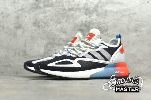 ADIDAS ZX 2K BOOST SHOS CORE BLACK/CLOUD WHITE/ORANGE-BLUE FY2012