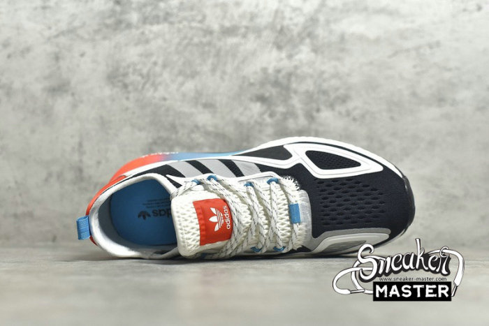 ADIDAS ZX 2K BOOST SHOS CORE BLACK/CLOUD WHITE/ORANGE-BLUE FY2012