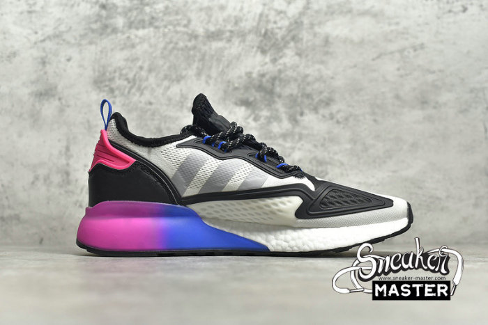 ADIDAS ZX 2K BOOST SHOES CLOUD WHITE/CORE BLACK/PURPLE-BLUE FV8835