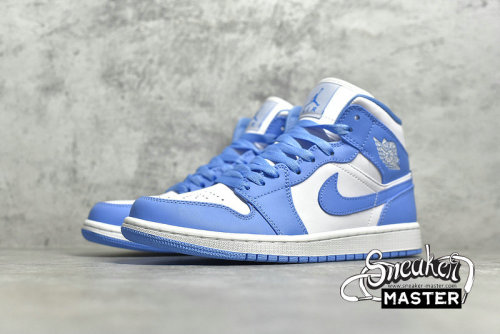 NIKE AIR JORDAN 1 MID UNC WHITE/UNIVERSITY BLUE-WHITE 554724-106