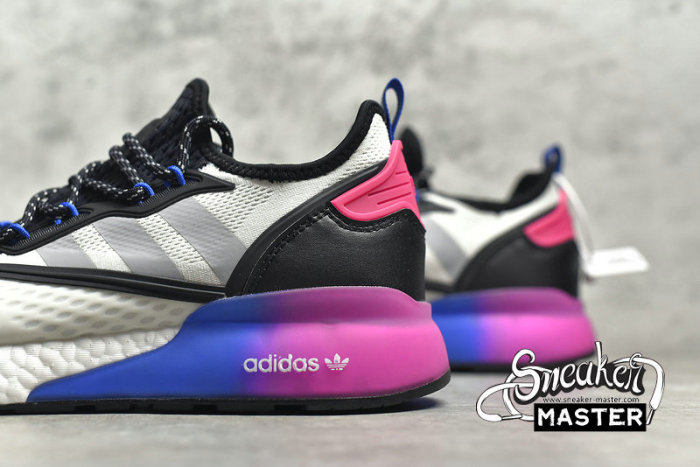 ADIDAS ZX 2K BOOST SHOES CLOUD WHITE/CORE BLACK/PURPLE-BLUE FV8835
