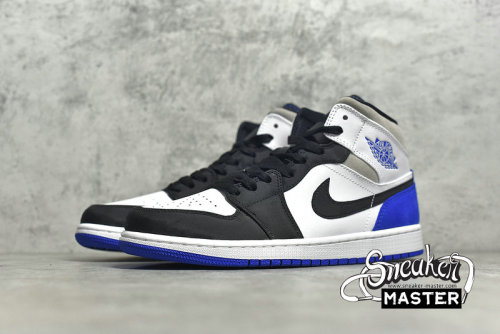 NIKE AIR JORDAN 1 MID SE ROYAL BLACK TOE WHITE/BLACK/LIGHT SOLAR FLARE HEATHER/HYPER ROYAL 852542-102