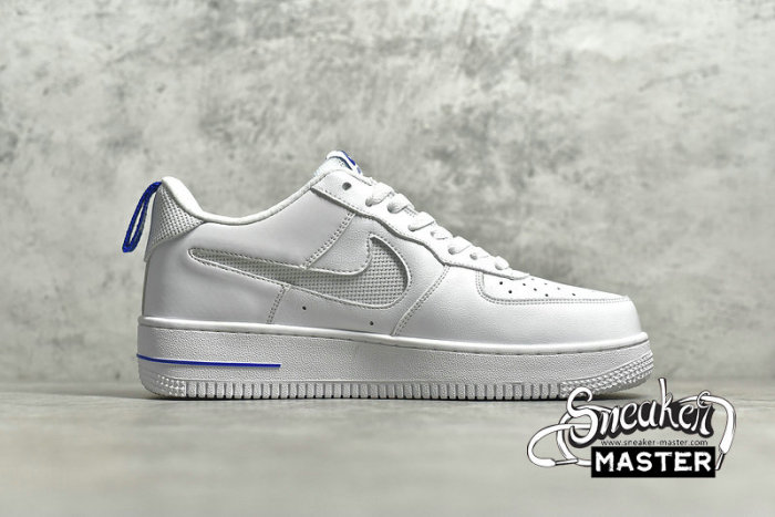 NIKE AIR FORCE 1 LOW CUT OUT SWOOSH WHITE/ROYAL BLUE DC1429-100