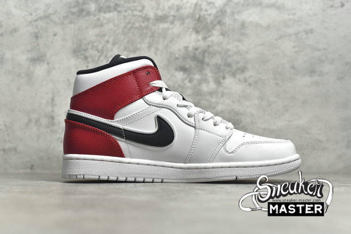 NIKE AIR JORDAN 1 MID WHITE CHICAGO WHITE/BLACK-UNIVERSITY RED 554724-116