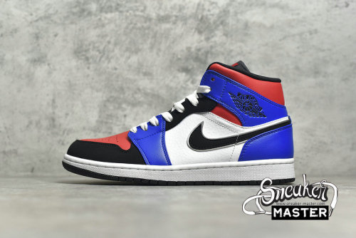 NIKE AIR JORDAN 1 RETRO MID TOP 3 WHITE/BLAC-HYPER ROYAL 554724-124