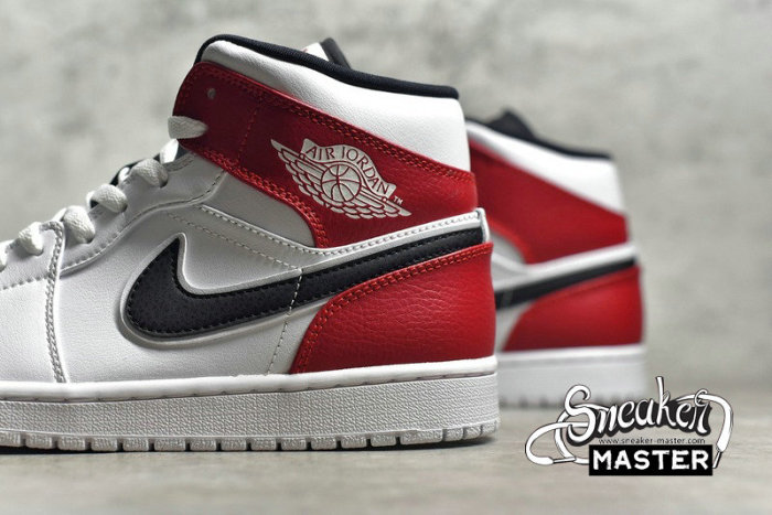 NIKE AIR JORDAN 1 MID WHITE CHICAGO WHITE/BLACK-UNIVERSITY RED 554724-116