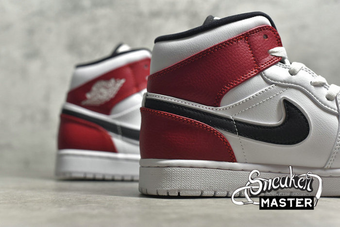 NIKE AIR JORDAN 1 MID WHITE CHICAGO WHITE/BLACK-UNIVERSITY RED 554724-116