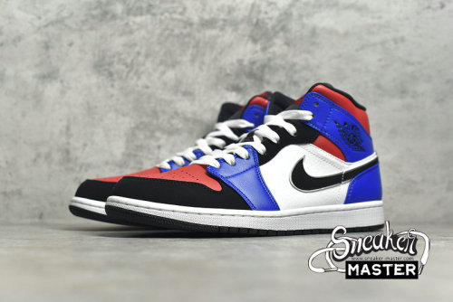 NIKE AIR JORDAN 1 RETRO MID TOP 3 WHITE/BLAC-HYPER ROYAL 554724-124