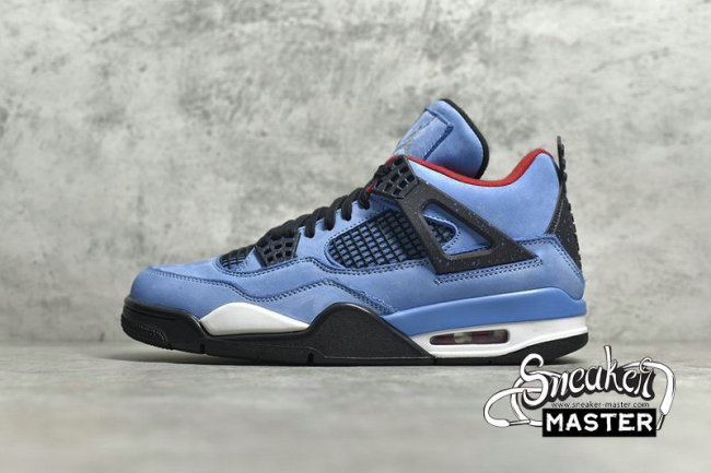 NIKE TRAVIS SCOTT X AIR JORDAN 4 RETRO CACTUS JACK UNIVERSITY BLUE/VARSITY RED-BLACK 308497-406