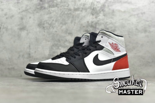 NIKE AIR JORDAN 1 MID SE RED BLACK TOE WHITE/BLACK/LIGHT SMOKE GREY/GYM RED 852542-100