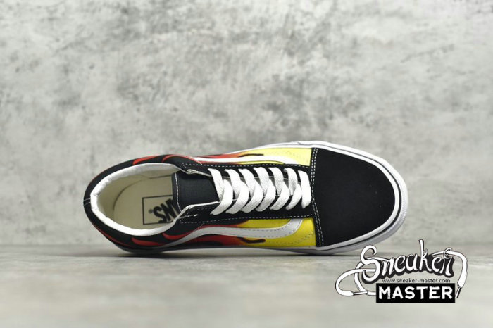 VANS OLD SKOOL FLAME BLACK/TRUE WHITE/RED-YELLOW VN0A38G1PHN