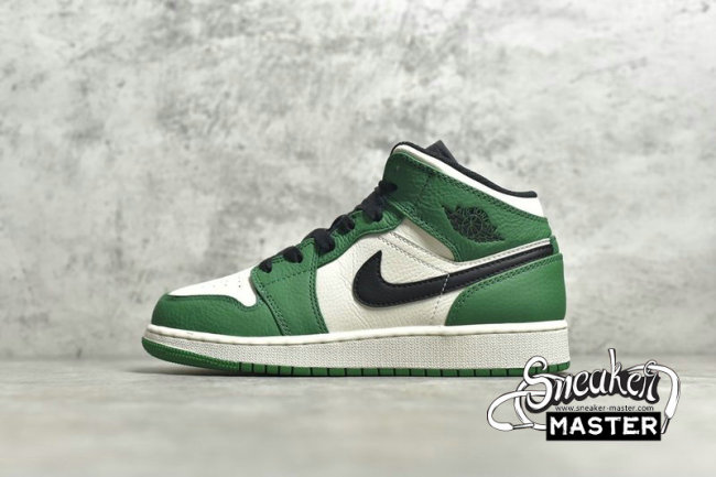 NIKE AIR JORDAN 1 MID SE GS PINE GREEN PINE GREEN/BLACK-SAIL-PINE GREEN BQ6931-301