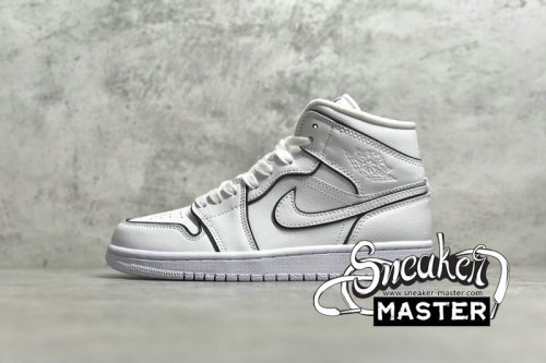 NIKE AIR JORDAN 1 MID SE IRIDESCENT TRIM WHITE/WHITE/BLACK CK6587-100