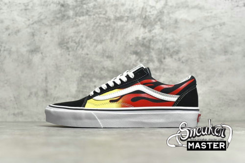 VANS OLD SKOOL FLAME BLACK/TRUE WHITE/RED-YELLOW VN0A38G1PHN