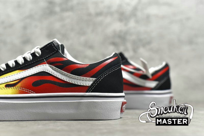 VANS OLD SKOOL FLAME BLACK/TRUE WHITE/RED-YELLOW VN0A38G1PHN