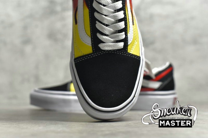 VANS OLD SKOOL FLAME BLACK/TRUE WHITE/RED-YELLOW VN0A38G1PHN