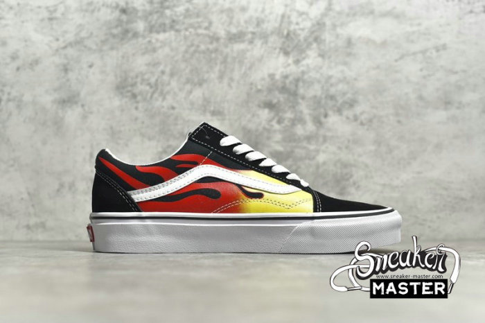 VANS OLD SKOOL FLAME BLACK/TRUE WHITE/RED-YELLOW VN0A38G1PHN