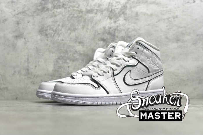 NIKE AIR JORDAN 1 MID SE IRIDESCENT TRIM WHITE/WHITE/BLACK CK6587-100