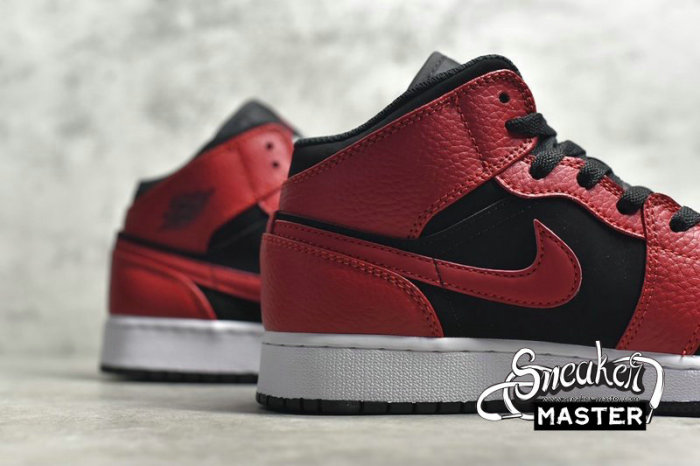 NIKE AIR JORDAN 1 MID GS REVERSE BRED BLACK/WHITE/GYM RED 554725-054