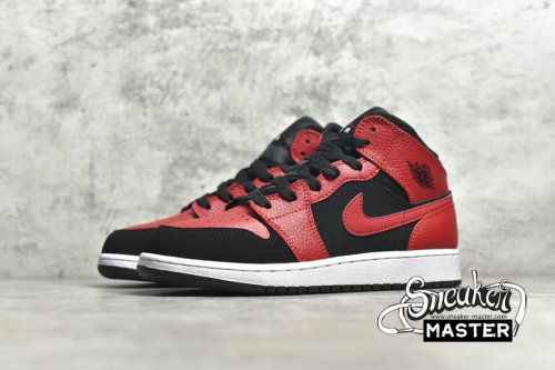 NIKE AIR JORDAN 1 MID GS REVERSE BRED BLACK/WHITE/GYM RED 554725-054